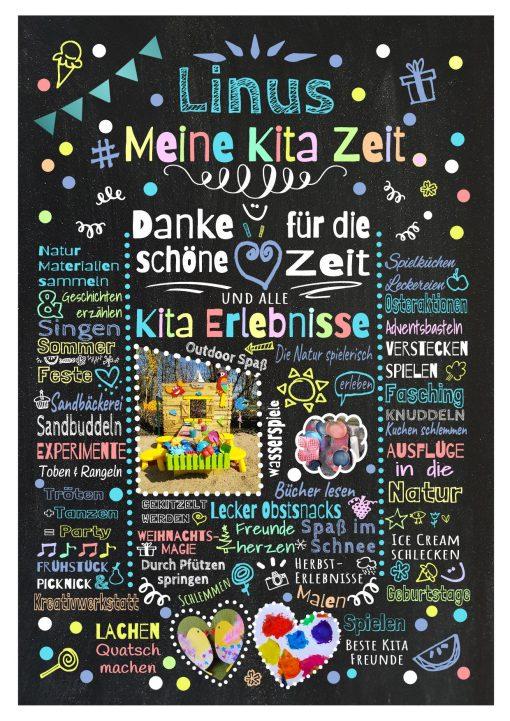 Meilensteintafel Chalkboard Geschenk Personalisiert Kita Kind Erzieher Tagesmutter Tageskind Personalisiert Jung Mädchen Bunte Erlebnisse