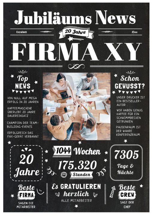 Meilensteintafel Chalkboard Jubiläum Geschenk Zeitung Personalisiert 20 Jähriges Firmenjubiläum Betriebsjubiläum Chalk