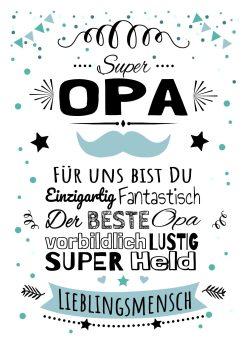 Meilensteintafel Chalkboard Super Opa Geschenk Bester Opa Vatertag Personalisiert White