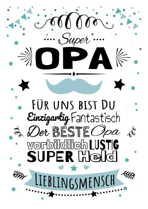 Meilensteintafel Chalkboard Super Opa Geschenk Bester Opa Vatertag Personalisiert White