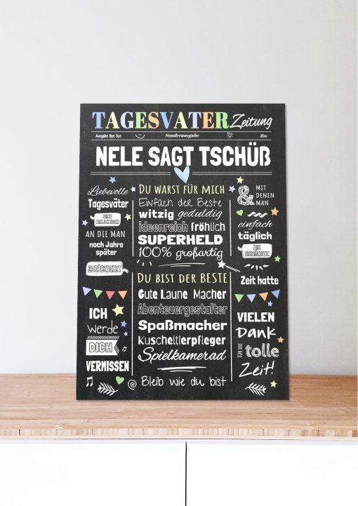 Meilensteintafel Chalkbard Geschenk Tagesvater Erzieher Abschied Danke Personalisiert Zeitung06