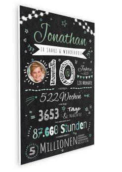 Meilensteintafel Chalkboard Geschenk 10. Geburtstag Personalisiert Junge Mädchen Geburtstagstafel Happy Lights07