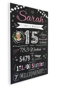 Meilensteintafel Chalkboard Geschenk 15. Geburtstag Personalisiert Teenager Junge Mädchen Geburtstagstafel Happy Lights07