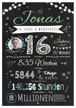 Meilensteintafel Chalkboard Geschenk 16. Geburtstag Personalisiert Teenager Junge Mädchen Geburtstagstafel Happy Lights Grün