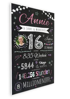 Meilensteintafel Chalkboard Geschenk 16. Geburtstag Personalisiert Teenager Junge Mädchen Geburtstagstafel Happy Lights07