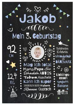 Meilensteintafel Chalkboard Geschenk 3. Geburtstag Personalisiert Geburtstagstafel Mädchen Junge