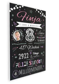 Meilensteintafel Chalkboard Geschenk 8. Geburtstag Personalisiert Junge Mädchen Geburtstagstafel Happy Lights07