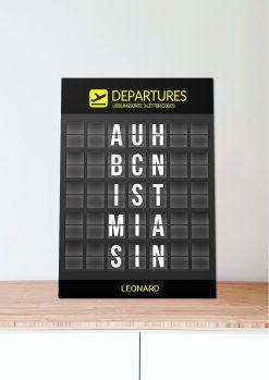 Geschenk Piloten Flughafen Abflugtafel Departure Board Reise Erinnerung Weltenbummler Personalisiert Aviation Luftfahrt Meilensteintafel 3 Letter Code06