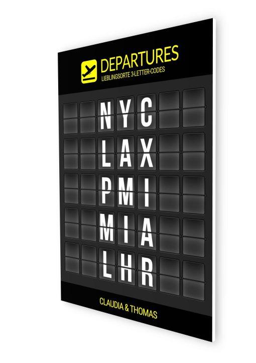 Geschenk Piloten Flughafen Abflugtafel Departure Board Reise Erinnerung Weltenbummler Personalisiert Aviation Luftfahrt Meilensteintafel 3 Letter Code07