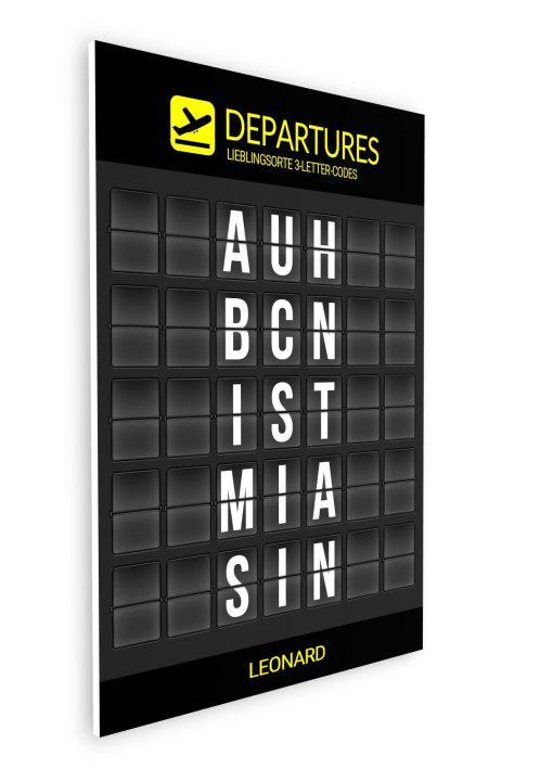 Geschenk Piloten Flughafen Abflugtafel Departure Board Reise Erinnerung Weltenbummler Personalisiert Aviation Luftfahrt Meilensteintafel 3 Letter Code08