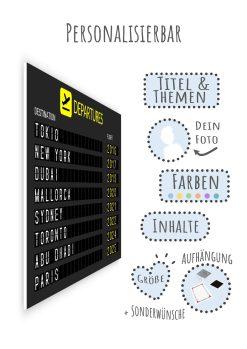 Geschenk Piloten Flughafen Abflugtafel Departure Board Reise Erinnerung Weltenbummler Personalisiert Aviation Luftfahrt Meilensteintafel 3lc 0 (4)