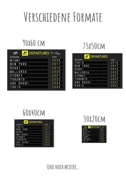 Geschenk Piloten Flughafen Abflugtafel Departure Board Reise Erinnerung Weltenbummler Personalisiert Aviation Luftfahrt Meilensteintafel 3lc 0 (7)