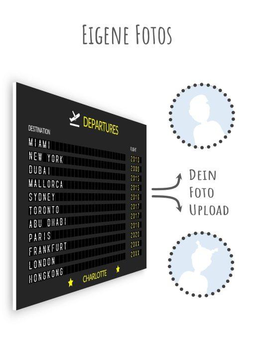 Geschenk Piloten Flughafen Abflugtafel Departure Board Reise Erinnerung Weltenbummler Personalisiert Aviation Luftfahrt Meilensteintafel Vielflieger 55