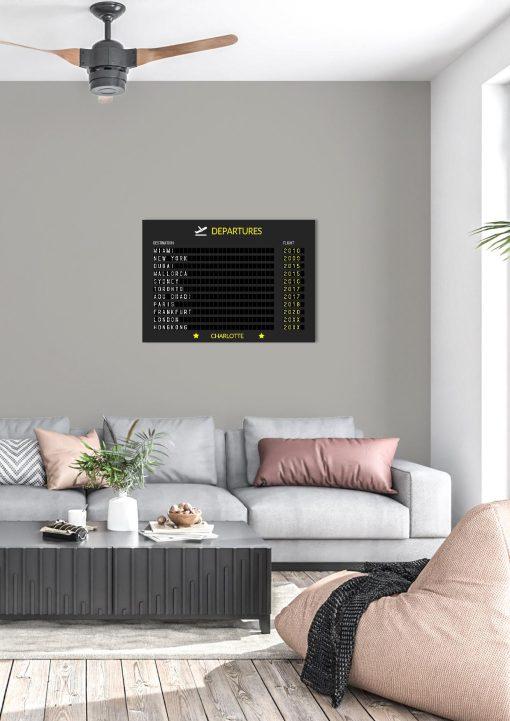 Geschenk Piloten Flughafen Abflugtafel Departure Board Reise Erinnerung Weltenbummler Personalisiert Aviation Luftfahrt Meilensteintafel Vielflieger3