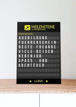 Meilensteintafel Chalkboard Geschenk 20. Geburtstag Departure Board Flughafen Abflugtafel Personalisiert Weltenbummler Aviation Mann Frau Flugfan06