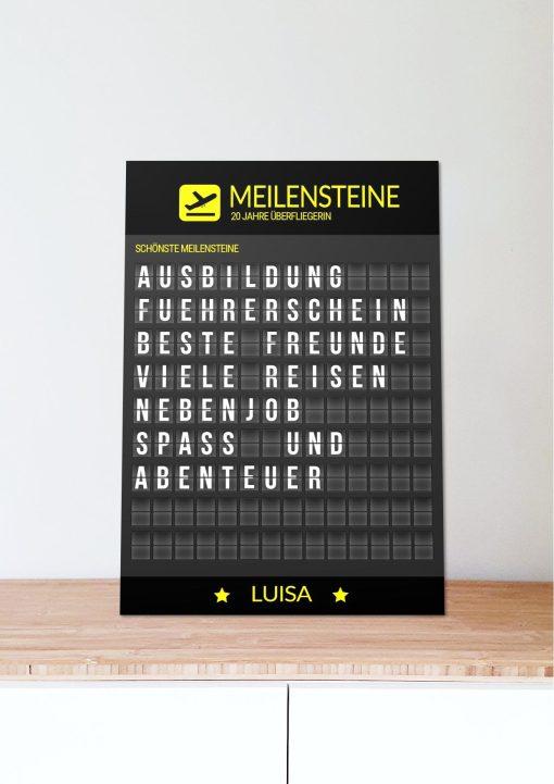 Meilensteintafel Chalkboard Geschenk 20. Geburtstag Departure Board Flughafen Abflugtafel Personalisiert Weltenbummler Aviation Mann Frau Flugfan06