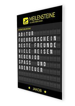 Meilensteintafel Chalkboard Geschenk 20. Geburtstag Departure Board Flughafen Abflugtafel Personalisiert Weltenbummler Aviation Mann Frau Flugfan07