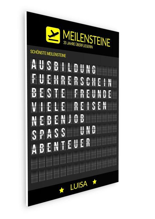 Meilensteintafel Chalkboard Geschenk 20. Geburtstag Departure Board Flughafen Abflugtafel Personalisiert Weltenbummler Aviation Mann Frau Flugfan08