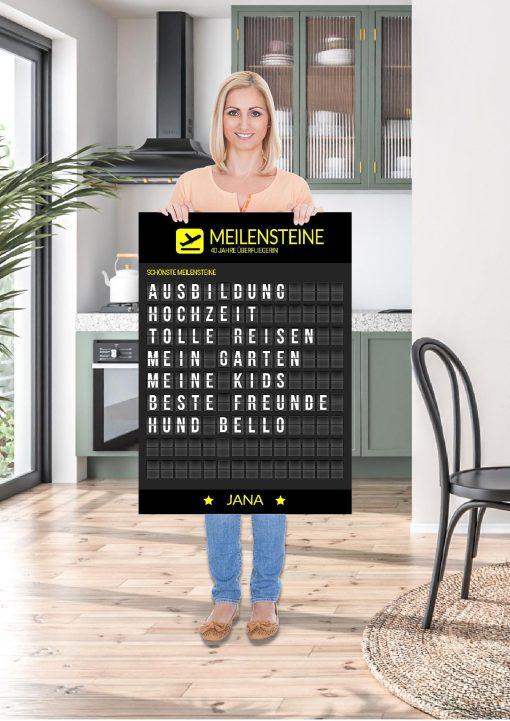 Meilensteintafel Chalkboard Geschenk 40. Geburtstag Departure Board Flughafen Abflugtafel Personalisiert Weltenbummler Aviation Frau Flugfan