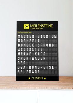 Meilensteintafel Chalkboard Geschenk 50. Geburtstag Departure Board Flughafen Abflugtafel Personalisiert Weltenbummler Aviation Mann Frau Flugfan06