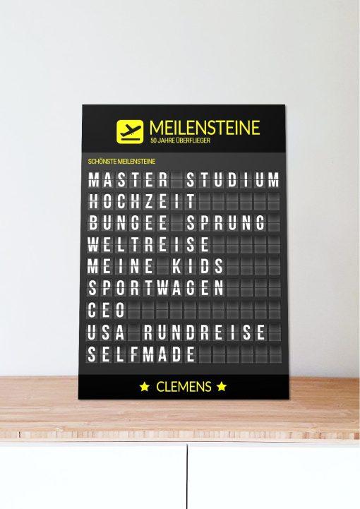 Meilensteintafel Chalkboard Geschenk 50. Geburtstag Departure Board Flughafen Abflugtafel Personalisiert Weltenbummler Aviation Mann Frau Flugfan06