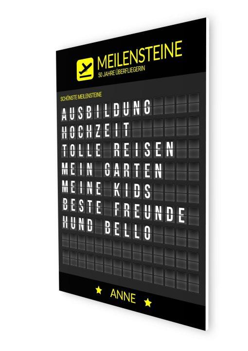 Meilensteintafel Chalkboard Geschenk 50. Geburtstag Departure Board Flughafen Abflugtafel Personalisiert Weltenbummler Aviation Mann Frau Flugfan07