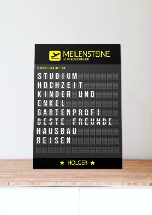 Meilensteintafel Chalkboard Geschenk 60. Geburtstag Departure Board Flughafen Abflugtafel Personalisiert Weltenbummler Aviation Mann Frau Flugfan06