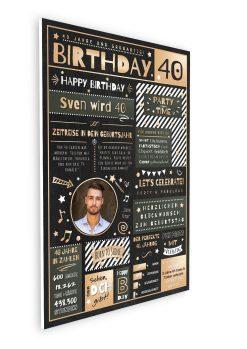 Meilensteintafel Chalkboard Geschenk 40. Geburtstag Personalisiert Geburtstagstafel Mann Frau Eleganz08