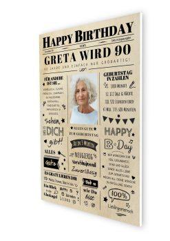 Meilensteintafel Chalkboard Geschenk 90. Geburtstag Zeitung Geburtstagsposter Jahrgangsposter Personalisiert Frau Mann Happy Birthday07