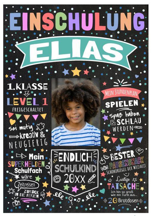 Meilensteintafel Chalkboard Geschenk Zur Einschulung Personalisiert Einschulungsposter Schulanfang Junge Level 1