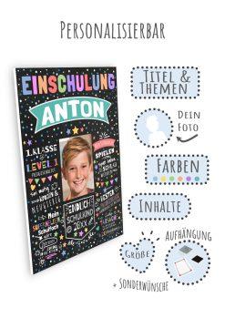 Meilensteintafel Chalkboard Geschenk Zur Einschulung Personalisiert Einschulungsposter Schulanfang Junge Mädchen Level 1 0008