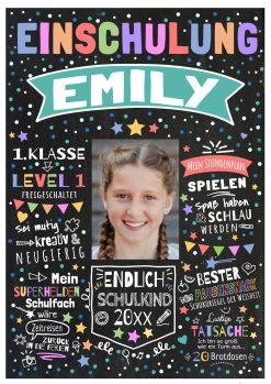 Meilensteintafel Chalkboard Geschenk Zur Einschulung Personalisiert Einschulungsposter Schulanfang Junge Mädchen Level 1 2