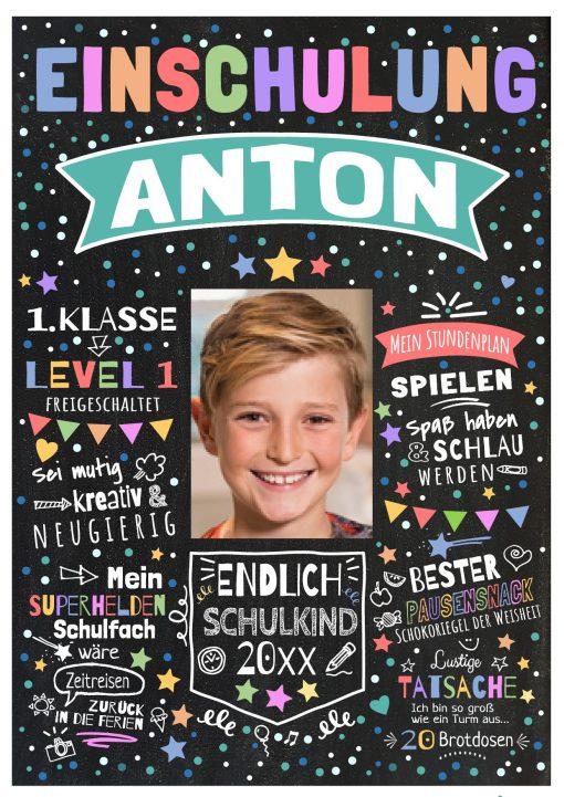 Meilensteintafel Chalkboard Geschenk Zur Einschulung Personalisiert Einschulungsposter Schulanfang Junge Mädchen Level 1