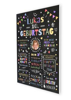 Meilensteintafel Chalkboard Geschenk 10. Geburtstag Personalisiert Geburtstagstafel Junge Mädchen Konfetti 006