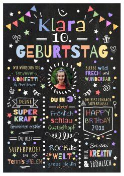 Meilensteintafel Chalkboard Geschenk 10. Geburtstag Personalisiert Geburtstagstafel Junge Mädchen Konfetti 1