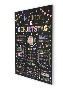 Meilensteintafel Chalkboard Geschenk 6. Geburtstag Personalisiert Geburtstagstafel Junge Mädchen Konfetti 006