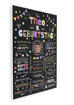 Meilensteintafel Chalkboard Geschenk 9. Geburtstag Personalisiert Geburtstagstafel Junge Mädchen Konfetti 007