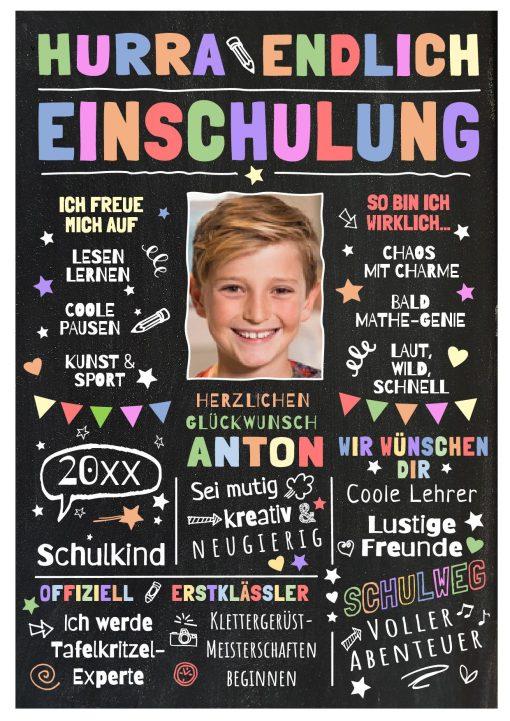 Meilensteintafel Chalkboard Geschenk Zur Einschulung Einschulungstafel Schulanfang Personalisiert Junge Mädchen Schulspaß 2